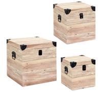 Home Deco Factory Juego de 3 Cajas Cuadradas de Madera