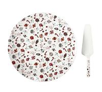 HOME DECO FACTORY - KA0393, Plato y Pala para Tarta Multicolores para Navidad, Servicio de Mesa en Porcelana, Diseñado para Tus Comidas Festivas, Diámetro 30 cm, Multicolor