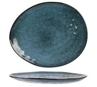 HOME DECO FACTORY - KA3749, Plato de Gres Azul 27,5 cm - Ideal para Decoración Interior, Resistente y Elegante, Servir con Estilo y Modernidad. Tamaño: Grande