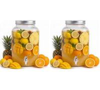 HOME DECO FACTORY - KV7177, Dispensador de Bebidas de Vidrio con Amplia Apertura y Grifo de Servicio, Diseñado para Toda la Familia, Ideal para Tus Bebidas - Capacidad: 8 L (Paquete de 2)