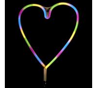 HOME DECO FACTORY - LA0058, Lámpara LED Efecto Neón Corazón Arcoíris, Iluminación Multicolor USB, Ambiente Moderno, Ahorro de Energía, Ideal para Decoración Interior, 30 cm, Multicolor
