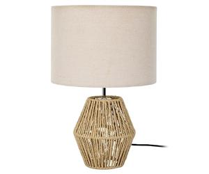 HOME DECO FACTORY - LA0111 Lámpara de Mesa Bohemia Chic de Cuerda Trenzada con Pantalla Beige - Diseñada para Salón o Dormitorio - Tamaño H35 cm - Color Natural