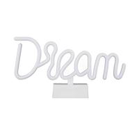 HOME DECO FACTORY Lámpara LED Efecto Neón Dream a Pilas Iluminación Azul | Plástico PP, lámpara LED efecto neón, inscripción Dream, a pilas, iluminación azul, decoración, dream
