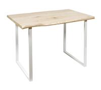HOME DECO FACTORY - HD7118 Mesa de Comedor en MDF y Hierro - Diseño Moderno para Comedor o Salón - Dimensiones 110 x 75,5 x 75 cm - Color Blanco-Madera
