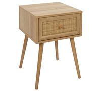 HOME DECO FACTORY - HD7456, Mesita de Noche 1 Cajón Diseño Tropical, Elegante y Funcional para Dormitorio, Madera, Dimensiones 39 x 39 x 55,5 cm, Color Marrón