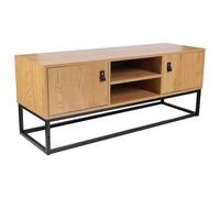 HOME DECO FACTORY - HD6626 Mueble de TV en Madera Natural y Metal - Diseño Auténtico con 2 Cajones - para Salón - Dimensiones 177 x 39 x 48 cm - Color Negro