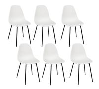 HOME DECO FACTORY Pack de 6 Sillas Gustav Comedor y Salón Blanco | Plástico, pack de 6 sillas Gustav, comedor y salón, asiento práctico, apilables, 50,7x84,8x45,5 cm, blanco