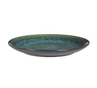 HOME DECO FACTORY Plato Elegante de Cerámica Moderno Verde y Negro | Cerámica, plato, diseño moderno y refinado, toda ocasión, servicio de mesa, fácil de limpiar, verde y negro