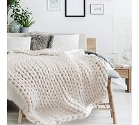 HOME DECO FACTORY - TX8072, Manta Polar de Punto Grueso Chunky Ecru, Suave y Reconfortante, Diseñada para Decoración Interior, Tamaño Único, Color Ecru