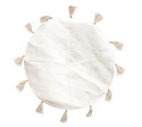HOME DECO FACTORY - TX9033, Alfombra Redonda de Algodón con Pompones para Salón o Dormitorio, Suave y Confortable, Diseñada para Modernizar tu Decoración, Tamaño 90 cm, Color Beige