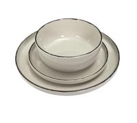 HOME DECO FACTORY Vajilla de 12 Piezas de Porcelana Elegante Beige | Porcelana, vajilla de 12 piezas, diseño elegante, filete dorado, servicio refinado, toda ocasión, beige