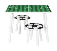 HOME DECO KIDS - HD0567 Mesa y 2 Taburetes para Niños, Diseño Moderno, Confort, Versátil para Juegos y Comidas, Fácil Mantenimiento, Seguridad, 60x40x45 cm, Verde Negro Blanco
