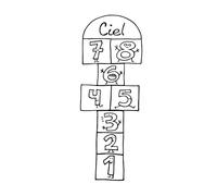 HOME DECO KIDS - HD2363 Pegatina de Rayuela para el Suelo para Niños - Diseñada para Decoración de Habitaciones - Fácil de Mantener - Dimensiones 148,5 x 56,5 x 0,1 cm - Color Blanco-Negro