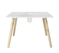 HOME DECO KIDS Mesa con Portalápices Gribouille Infantil Dormitorio Blanco | Madera de ingeniería, mesa infantil con portalápices, modelo Gribouille, mobiliario de dormitorio, 60x60x45,5 cm, blanco