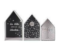 HOME DECO KIDS - RG9210 Cajas Anidadas de Papel para Habitación Infantil - Almacenamiento Lúdico y Decorativo, Set de 3, 32x20x12 cm, Gris Claro, Blanco, Negro, Cielo, Plata