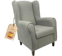 HOME DESIGN & CONFORT® Sillón Orejero con Tela Antimanchas para Dormitorio, Salón, etc | Butaca Orejero Fabricado en España (Gris)