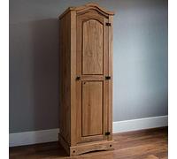 Home Discount Corona - Armario de 1 Puerta, Madera de Pino Maciza, Madera de Pino Encerada Envejecida, Mueble de Madera Mexicano