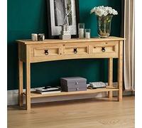 Home Discount Corona - Mesa Consola de Pino Macizo Encerada con Estante de Madera de Pino Mexicana
