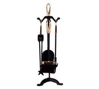 Home Discount Fire Vida Juego de 5 Utensilios para Chimenea, Color Negro, Hechos de latón
