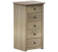 Home Discount Panamá cajonera 5 cajones con Cera Natural Roble Madera Maciza de Pino Muebles de Dormitorio