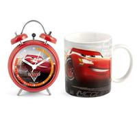 HOME Disney Cars Set Despertador Taza, Porcelana, Rojo, 2 Unidad