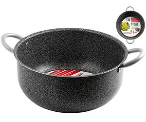 Home Family Stone Cacerola con 2 Asas, Acero Inoxidable/Piedra, Plata, 34 cm