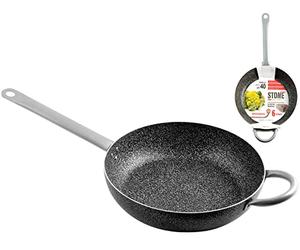 Home Family Stone Padella Antiaderente con Manico, Pietra, Nero/Grigio, 40 cm