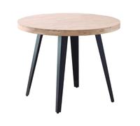 Home Heavenly® - Mesa Redonda SKADI, Estilo Industrial, Madera Roble y Patas metálicas. 100 cm Ø x 76 cm. (Roble Nordish - Negro)