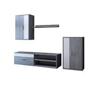 Home Heavenly® - Mueble salón Modular Bosco de 230 cm. Conjunto Completo Mueble TV + 2 vitrinas + Estante (Gris-Blanco)