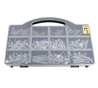 Home It® Surtido de tornillos y tacos, 525 piezas, 420 tornillos para madera con accionamiento TORX, 105 tacos de nailon, galvanizados, cabeza avellanada