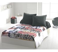 Home Linge Passion - Dream in New York - Juego de sábanas (4 Piezas, Microfibra, 240 x 300 cm), Color Blanco