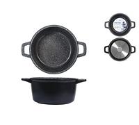 Home Piedra Cacerola Antiadherente con 2 Asas, Piedra, Negro, 20 cm