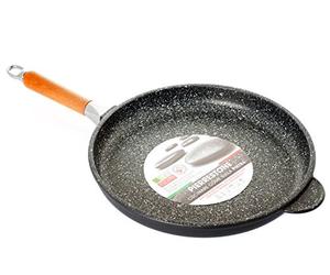 Home Pietra Padella Bassa Antiaderente con Manico, Alluminio Pressofuso, Antracite, 32 cm