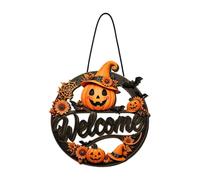 Home Porch SCM3115 - Placa de bienvenida para puerta de Halloween, 5 chimes | Decoración colgante con cordón negro para ventana de pared o fiesta