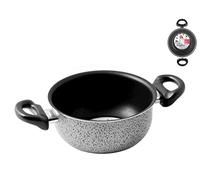 HOME Salt Peper Cazo con 2 Asas Revestimiento Antiadherente, 14 cm, Aluminio, Gris, Metal, Negro/Azul Claro, 14 cm