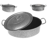 Home Salt Peper Cazuela Ovalada Antiadherente con Tapa Cm 32 Olla, Metal, Multicolor, One Size