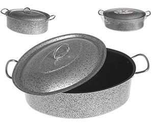 Home Salt Peper Cazuela Ovalada Antiadherente con Tapa Cm 32 Olla, Metal, Multicolor, One Size