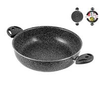 HOME Sartén Antiadherente para Piedra Dos Asas Cm 24 Olla de Cocina, Multicolor, One Size