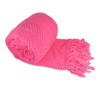 Home Soft Things Manta de punto rosa de tweed de 50 x 60 pulgadas, rosa camelia, súper suave, acogedora, cálida, cómoda, transpirable para sala de estar, silla, sofá, cama, dormitorio, decoración del hogar