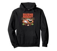 Home Sushi Night Cartoon Family Making Together Illustration Sudadera con Capucha