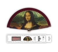 Home Universal® Abanico de Madera 23CM con Tela Marfil y Diseño Artístico, Abanico de Madera Adornado, Abanico Elegante Original (Mona Lisa (La Gioconda) de Leonardo da Vinci, 23CM (2 Unidades))