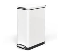Home Zone Living Cubo de basura delgado de 12 galones, acero inoxidable, pedal de paso, 45 litros, color blanco