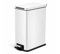 Home Zone Living Cubo de basura delgado de 4.4 galones, acero inoxidable, pedal de paso, 16.7 litros, color blanco