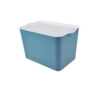 Homea Essentiel Box con Tapa de plástico, 26 L, Azul y Blanco, 40 x 27 x 24,5 cm