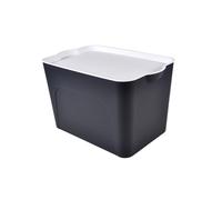 Homea Essentiel Box con Tapa de plástico, 26 L, Color Blanco y Negro - 40 x 27 x 24,5 cm
