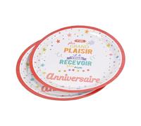 Homéa, juego de 6 platos de cartón d23 cm, cumpleaños, color