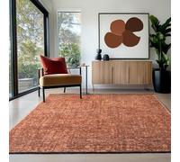 HomebyHome Alfombra Algodón Chenille Terracota 160x230 cm Lavable, Estilo Boho, Vintage Kelim, Pelo Corto, Antideslizante, Suave, Monocromático Mélange, para Sala, Dormitorio, Oficina y Cocina