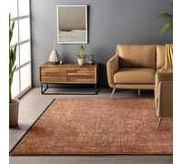HomebyHome Alfombra Algodón Chenille Terracota 200x290 cm Lavable, Estilo Boho, Vintage Kelim, Pelo Corto, Antideslizante, Suave, Monocromático Mélange, para Sala, Dormitorio, Oficina y Cocina