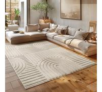HomebyHome Alfombra Beige 160x230 cm, Shaggy Pelo Largo, Suave y Mullida, Alfombra Grande para Salón Estilo Boho