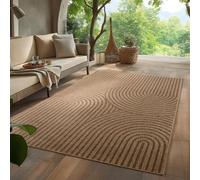 HomebyHome Alfombra Exterior 240x340 cm XL Resistente a la Intemperie Fácil Cuidado Aspecto Yute Natural Diseño Escandinavo Boho para Salón Terraza Balcón